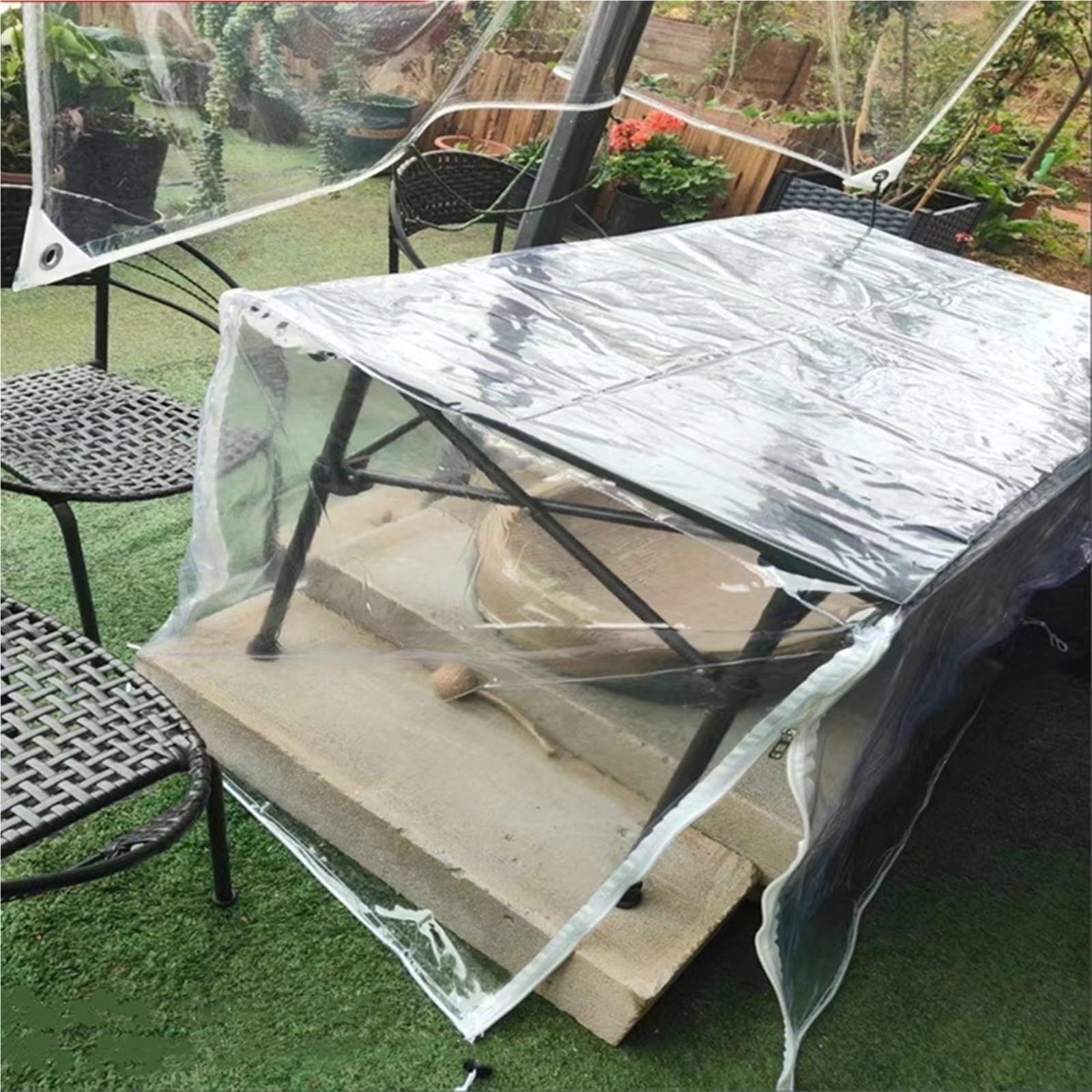 Copertura Antipolvere in PVC Trasparente Impermeabile Resistente all'Acqua e alla Polvere Tessuto Resistente Coperture per scaffali da Esterno con Cerniera(B,60x35x160cm)
