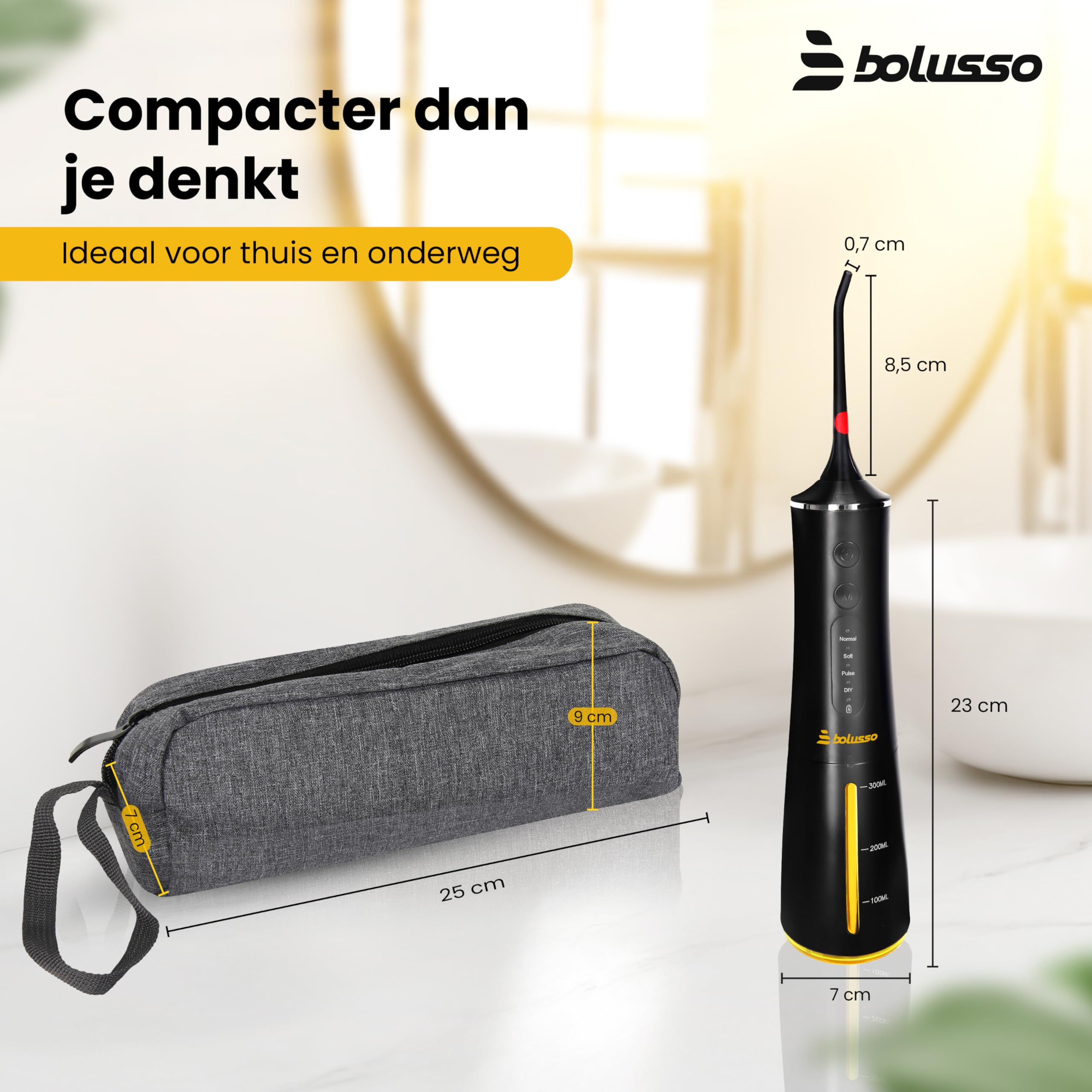 Hydropulseur dentaire sans fil – 7 embouts avec étui de voyage et livre électronique, 4 modes, réservoir de 300 ml, gratte-langue, orthodontique et embout de gencive – Kit de soins bucco