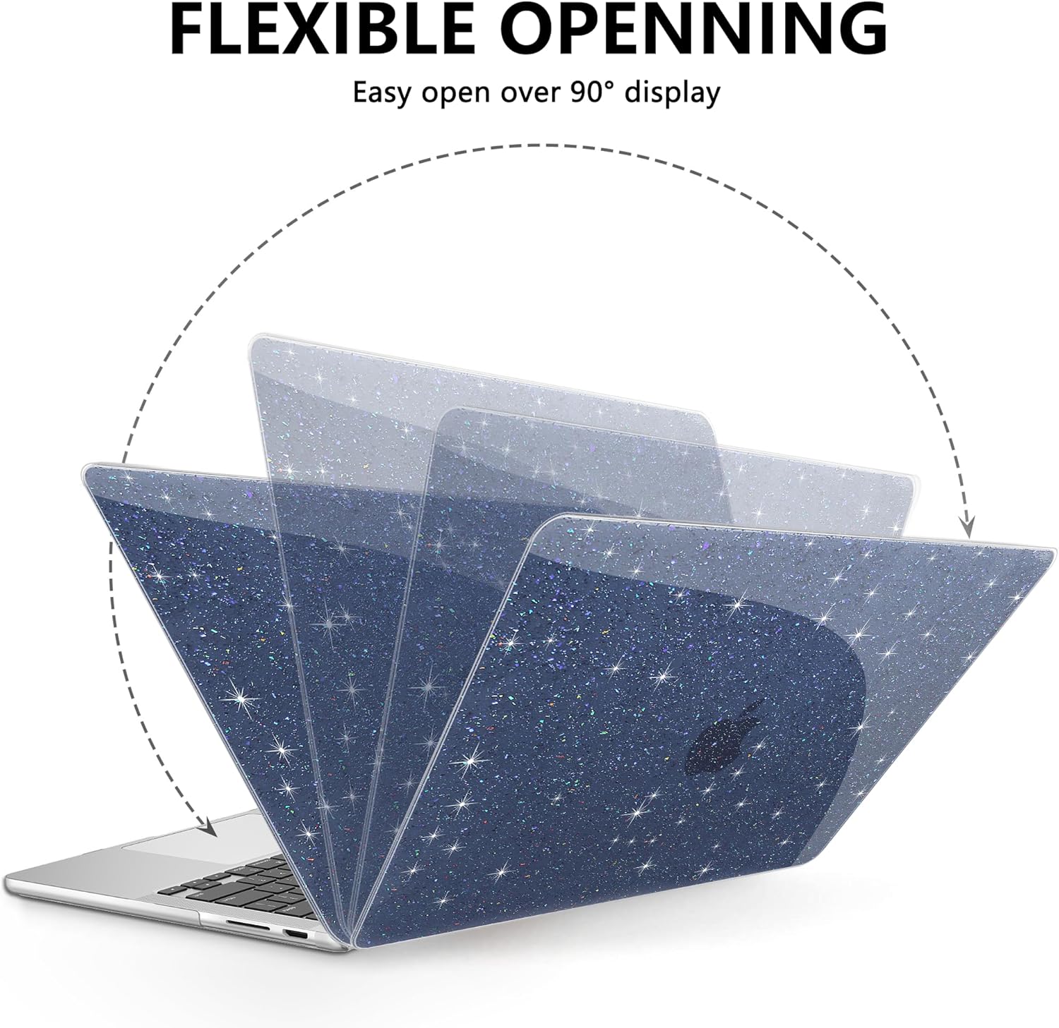 AKIT Compatible with MacBook Pro 14 inch Case Sparkly 2025-2021 M5 M4 M3 M2 M1 Pro Max A3434 A3112 A3185 A3401 A2918 A2992 A2779 A2442, [Anti-Cracking] Hard Shell Laptop Case Cover, Haze Blue - Image 5
