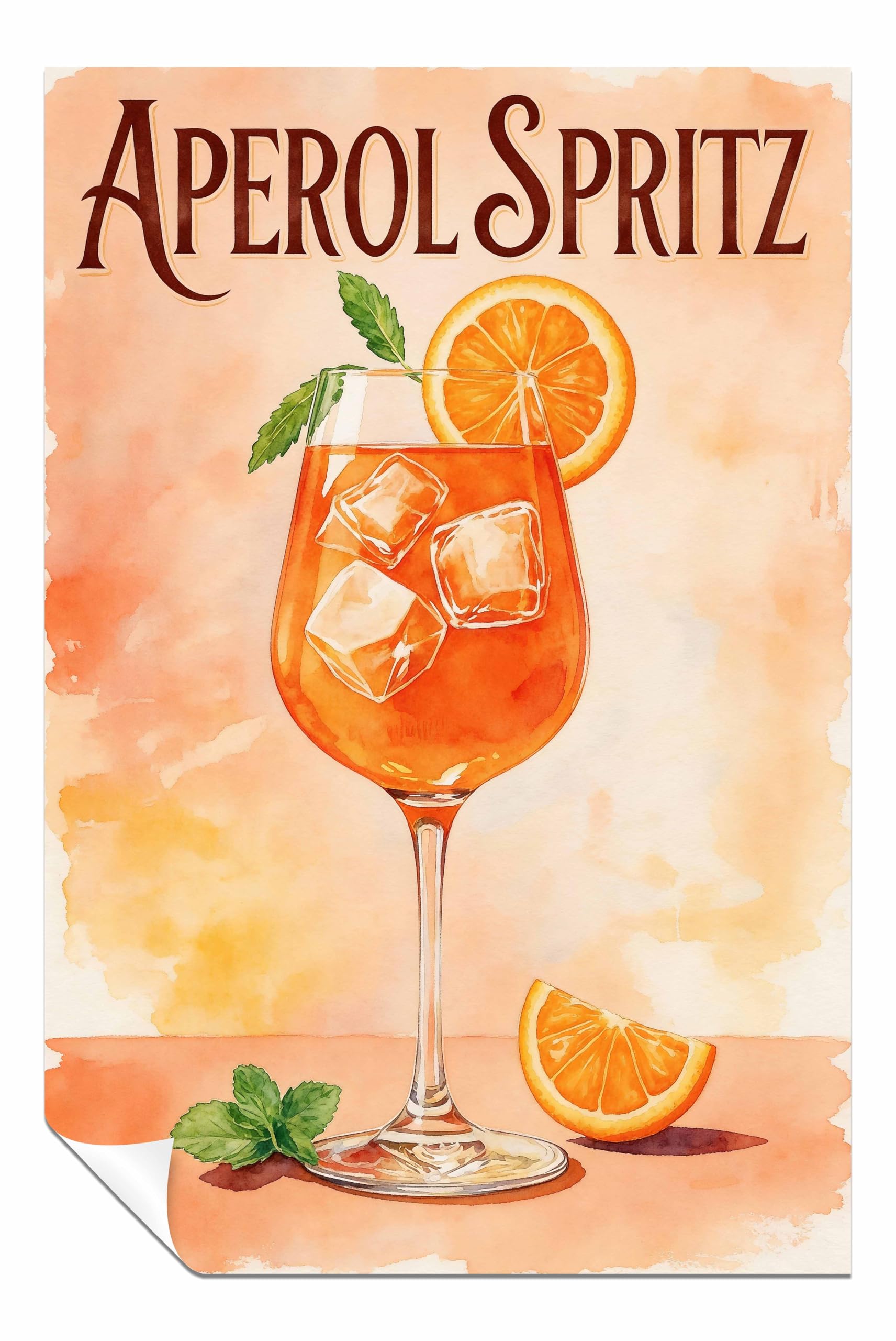 Aperol Spritz Retro Cocktail Print Summer Bar Art Kitchen Unframed Poster Print, Pictures for Home Walls, Bedroom, Living Room & Bathroom Decor 61x41cm (24x16in)