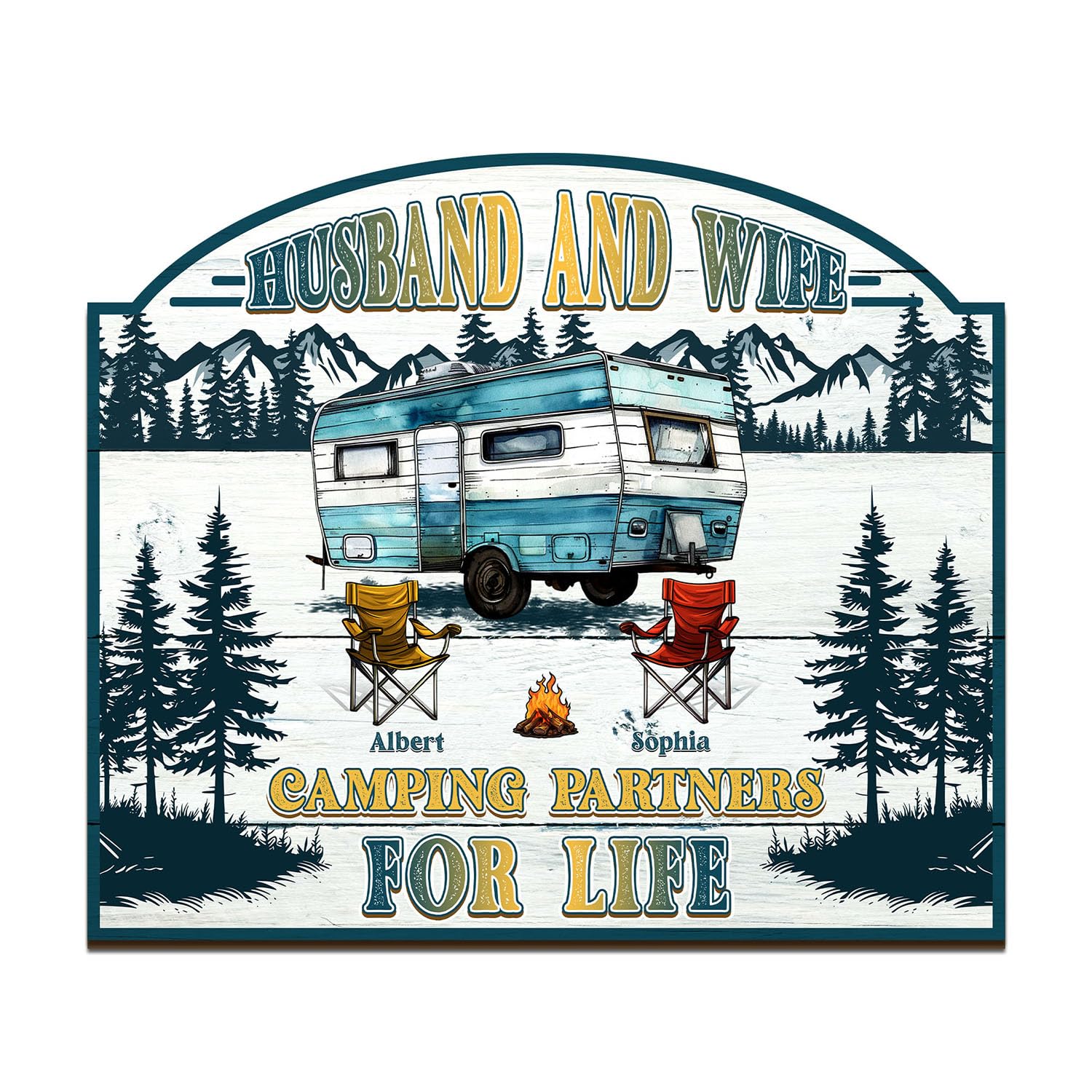 THUYPT Personalized Camping Sign for Camper, Printed Wooden Sign Campsite Decorations, RV Sign for Camper Gifts, Travel Trailer RV Outdoor Wood
