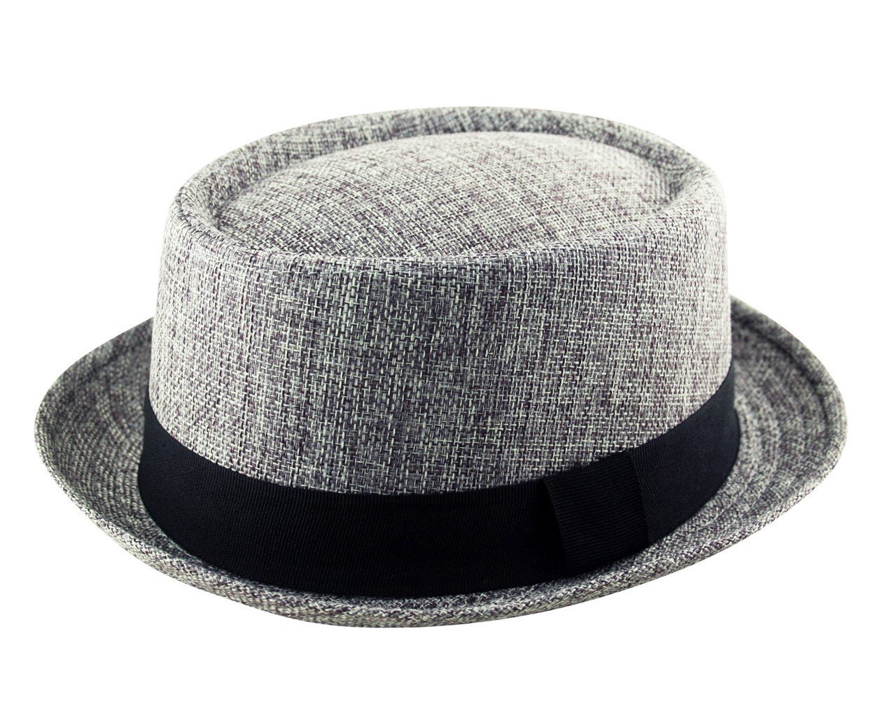 Adult Pork Pie Trilby Fedora Jute Hessian Hat Band Unisex (Breaking Bad Heisenberg Style) Grey (57 cm)
