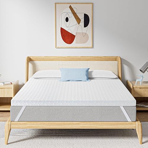 Miniatura 2 de Cubrecolchón de 2 pulgadas tamaño individual, cubrecolchón de espuma viscoelástica de gel frío con funda, cubrecolchón duro para relajarse y