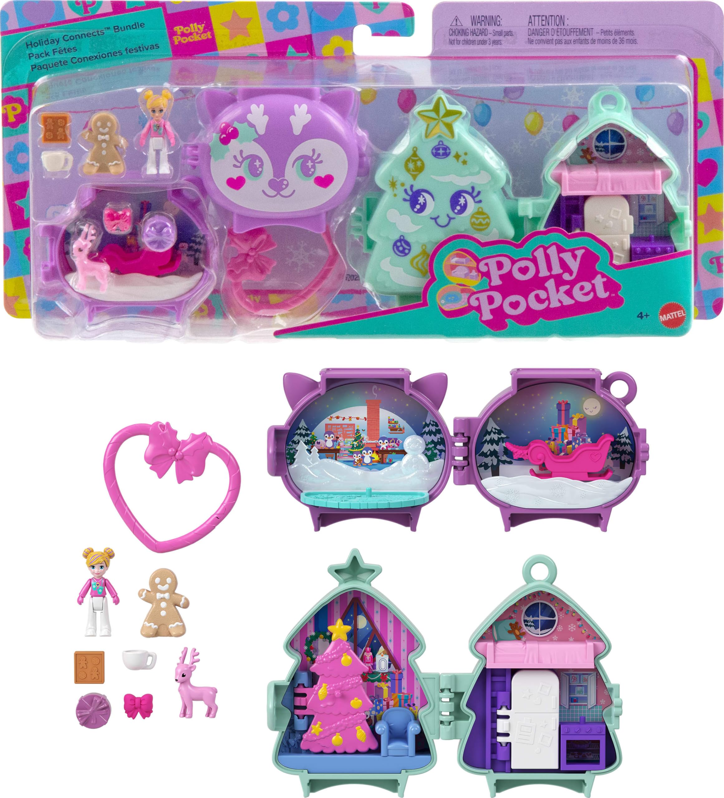 Amazon.com: Polly Pocket Mini Toys, Holiday Stackable Compact