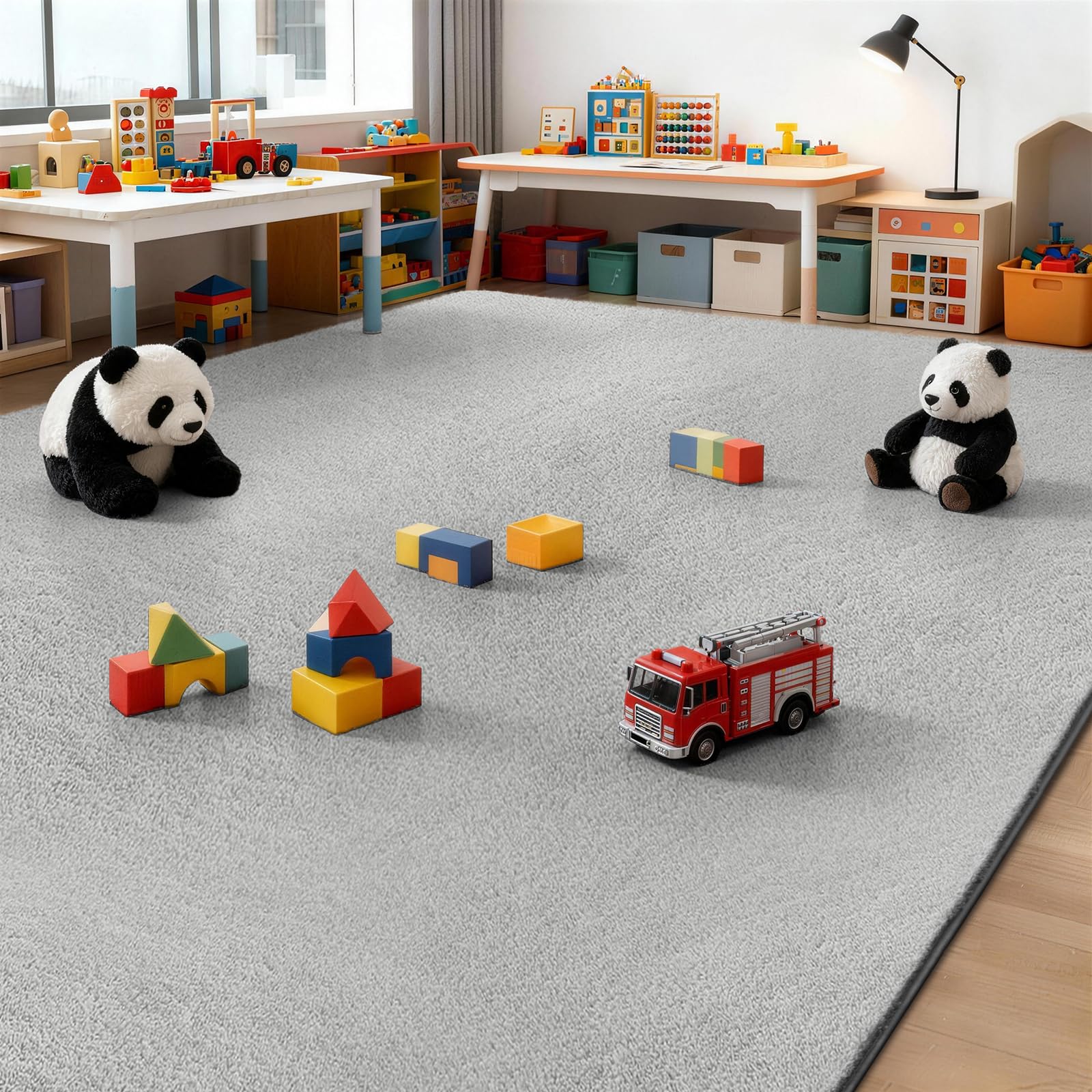 XSIVOD Tappeto morbido per soggiorno, camera da letto, camera dei bambini, lavabile, antiscivolo, moderno, per sala giochi, studio, ufficio, 200 x 300 cm, grigio chiaro