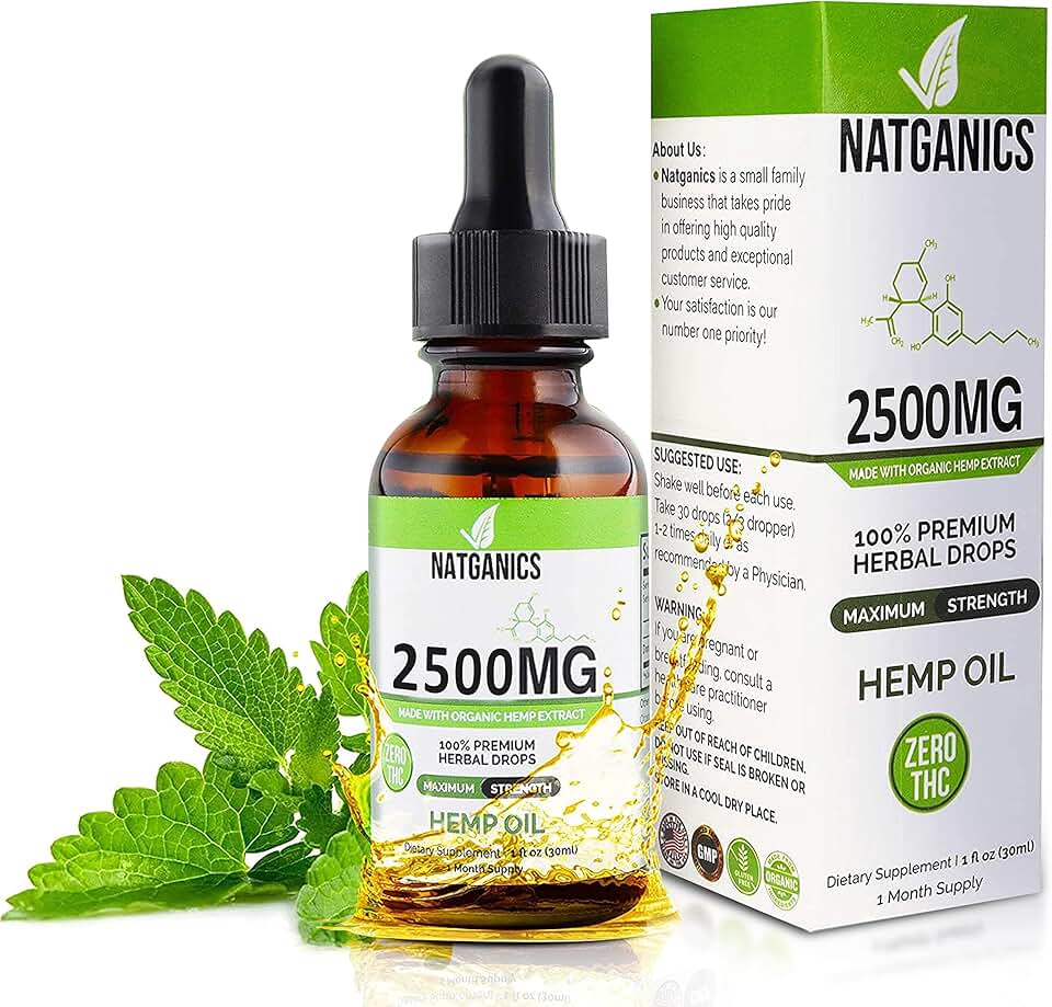 Organic Hemp Oil 2500mg - Ultra Premium Hemp Oil Drops 2500mg - Natural Hemp Oil Extract Tincture - Non-GMO Ultra-Pure CO2 Extracted Drops - Omega Fatty Acids 3 6 9 - Organically Grown &amp; Made in USA