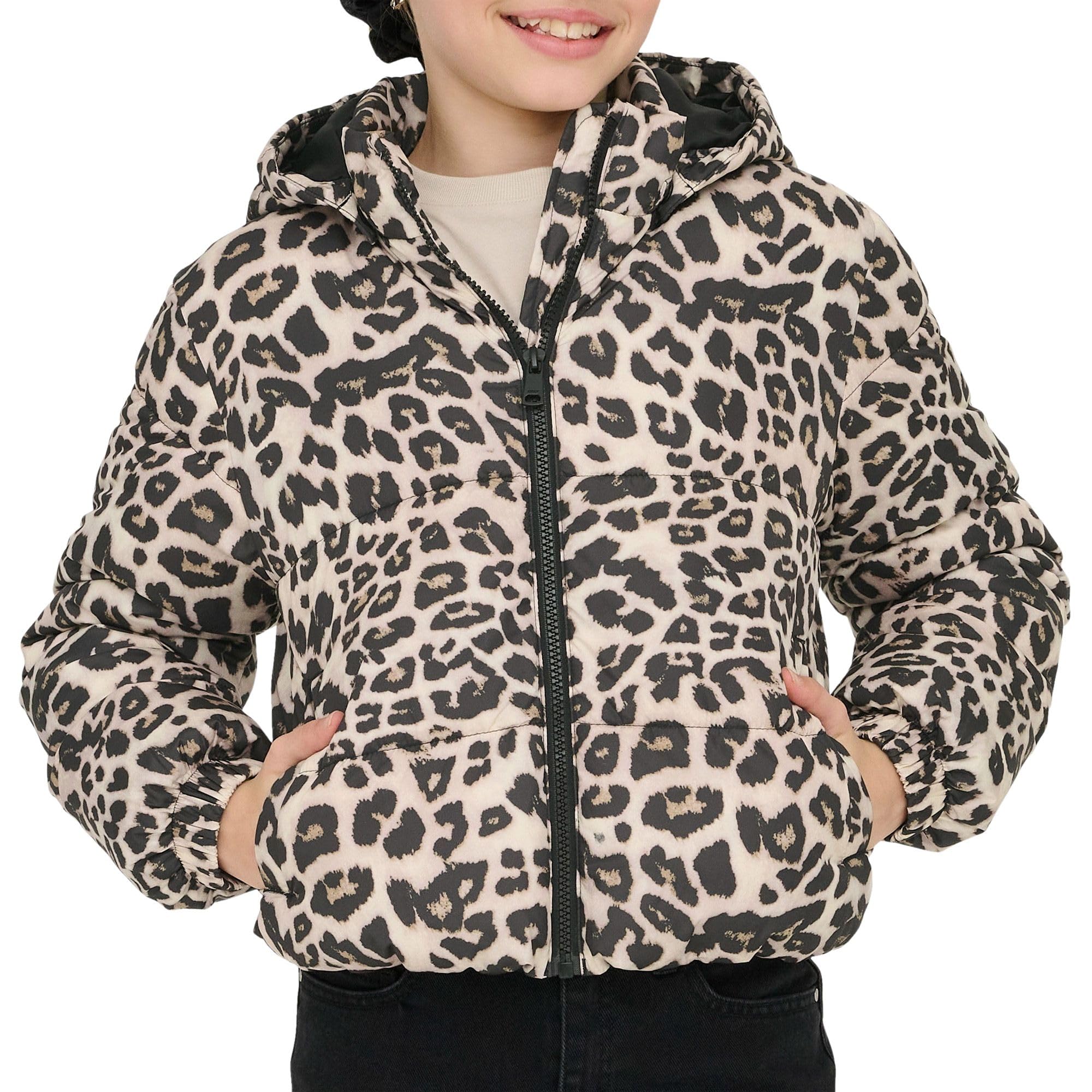 Only Girls Silver Short Puffer Jacket In Mink, Size 8Y