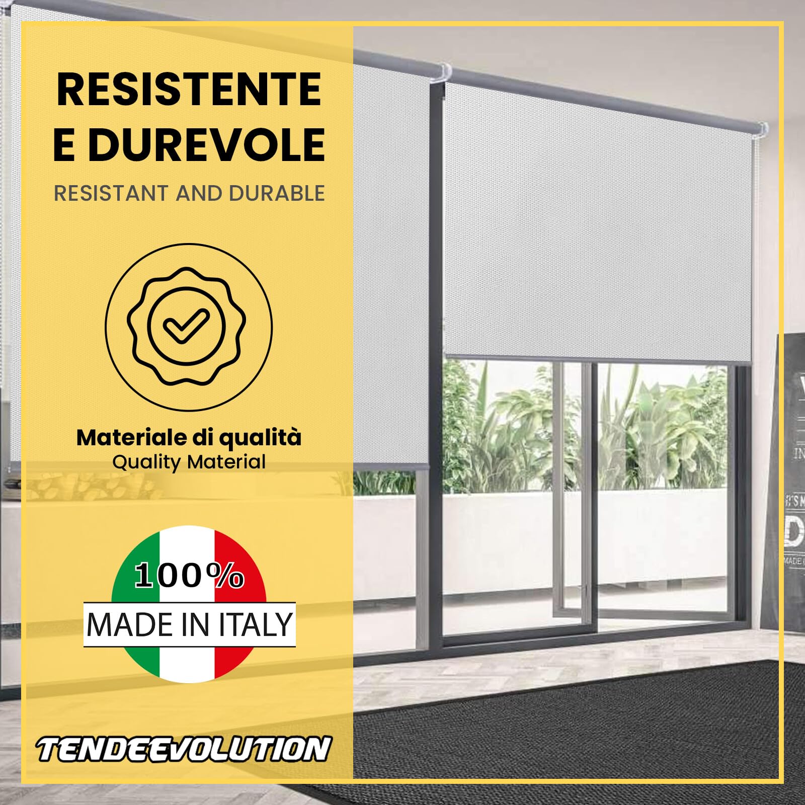 TENDEEVOLUTION - Tenda a Rullo Oscurante Mod. Rodano con Telo in PVC. Misura e Colori Personalizzabili, Manuale o Motorizzata. Tende a Rullo per Interni Oscuranti a Soffitto o Parete