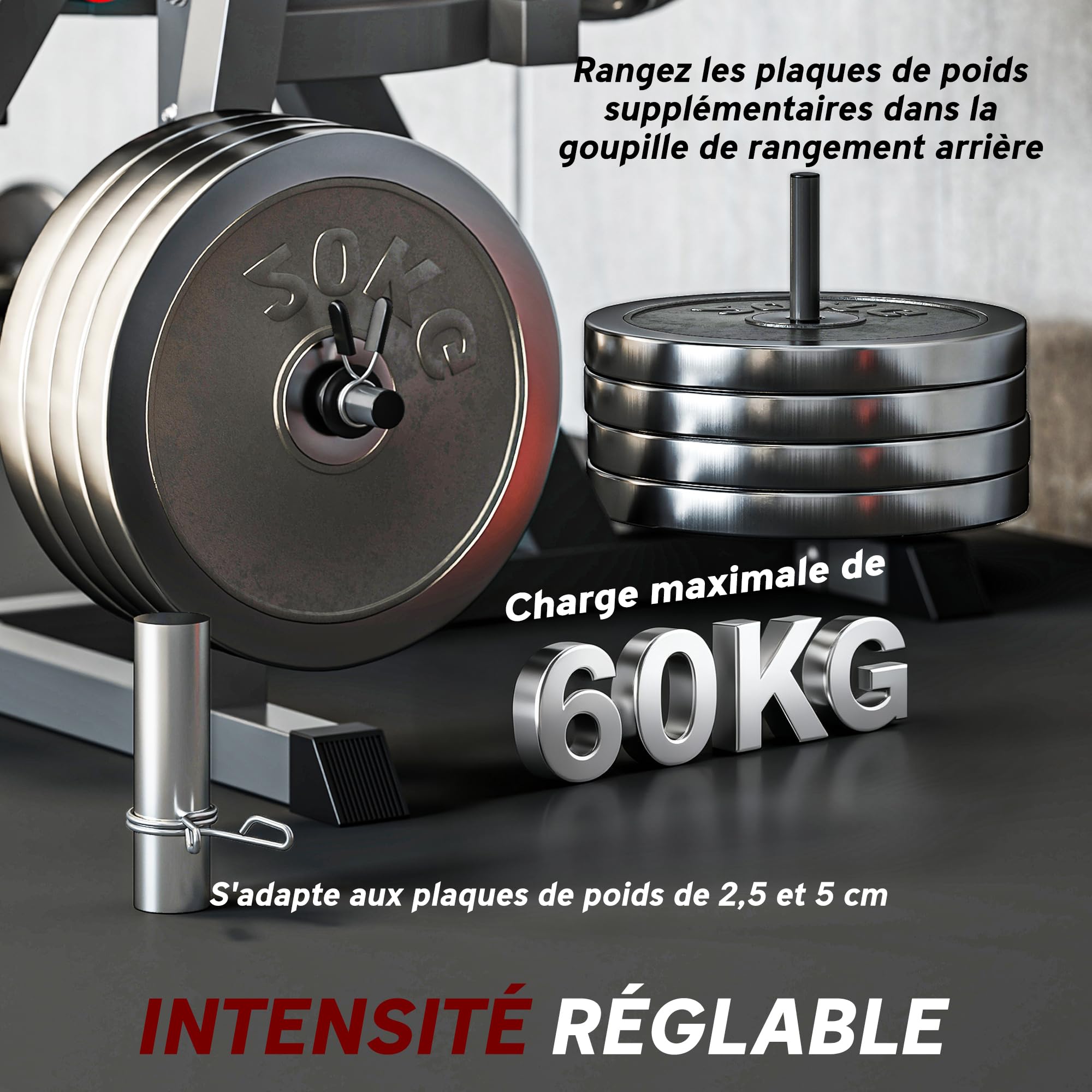 SPORTNOW Machine d'extension de jambe, étirement des jambes, capacité 120 kg, multifonction équipement banc de musculation pour gym, entraînement des hanches, cuisses et bas du corps acier noir