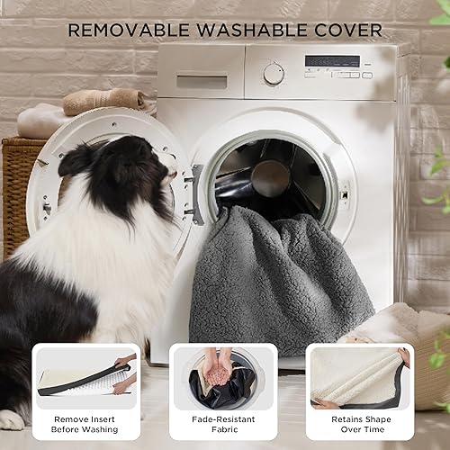 Miniatura 5 de Bedsure - Cama grande para perros para jaula - Camas planas cómodas para mascotas con funda extraíble y lavable, alfombrilla ortopédica de espuma