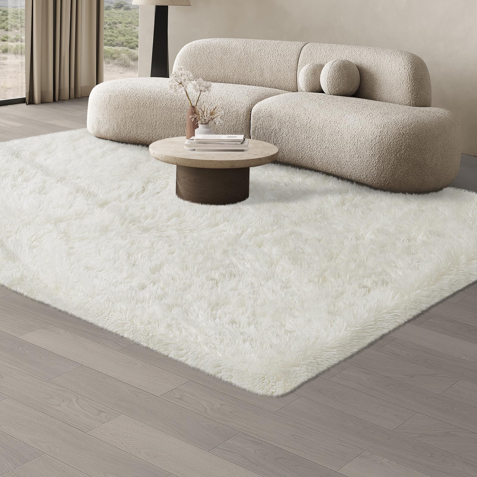 JOJOSEE Hochflor Teppich Wohnzimmer Anti-Rutsch Wohnzimmerteppich, Waschbarer Flauschiger Teppich für Schlafzimmer Kinderzimmer