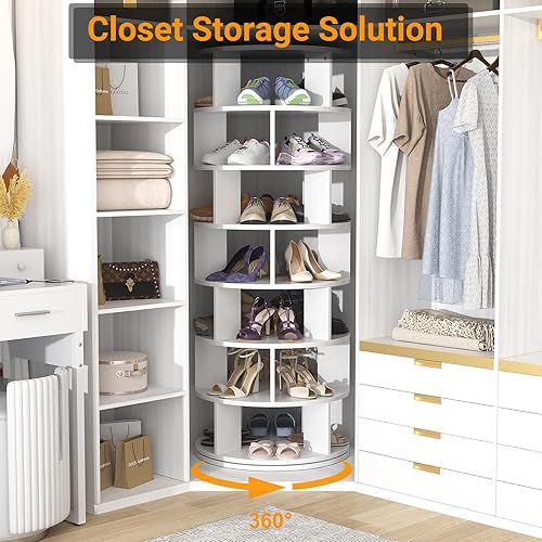Miniatura 4 de Aheaplus Estante giratorio para zapatos, zapatero giratorio de 7 niveles, 360 estantes giratorios para zapatos, organizador para armario, exhibición