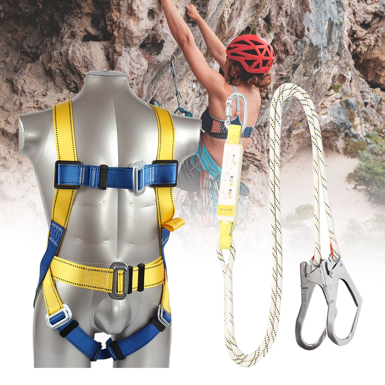 SwaYve Kit de Arnés de Seguridad, Arnés de Seguridad de 5 Puntos, Kit de Cinturón de Seguridad, Arnés de Seguridad para Detención de Caídas, Arnés de Seguridad para Trabajos de Construcción