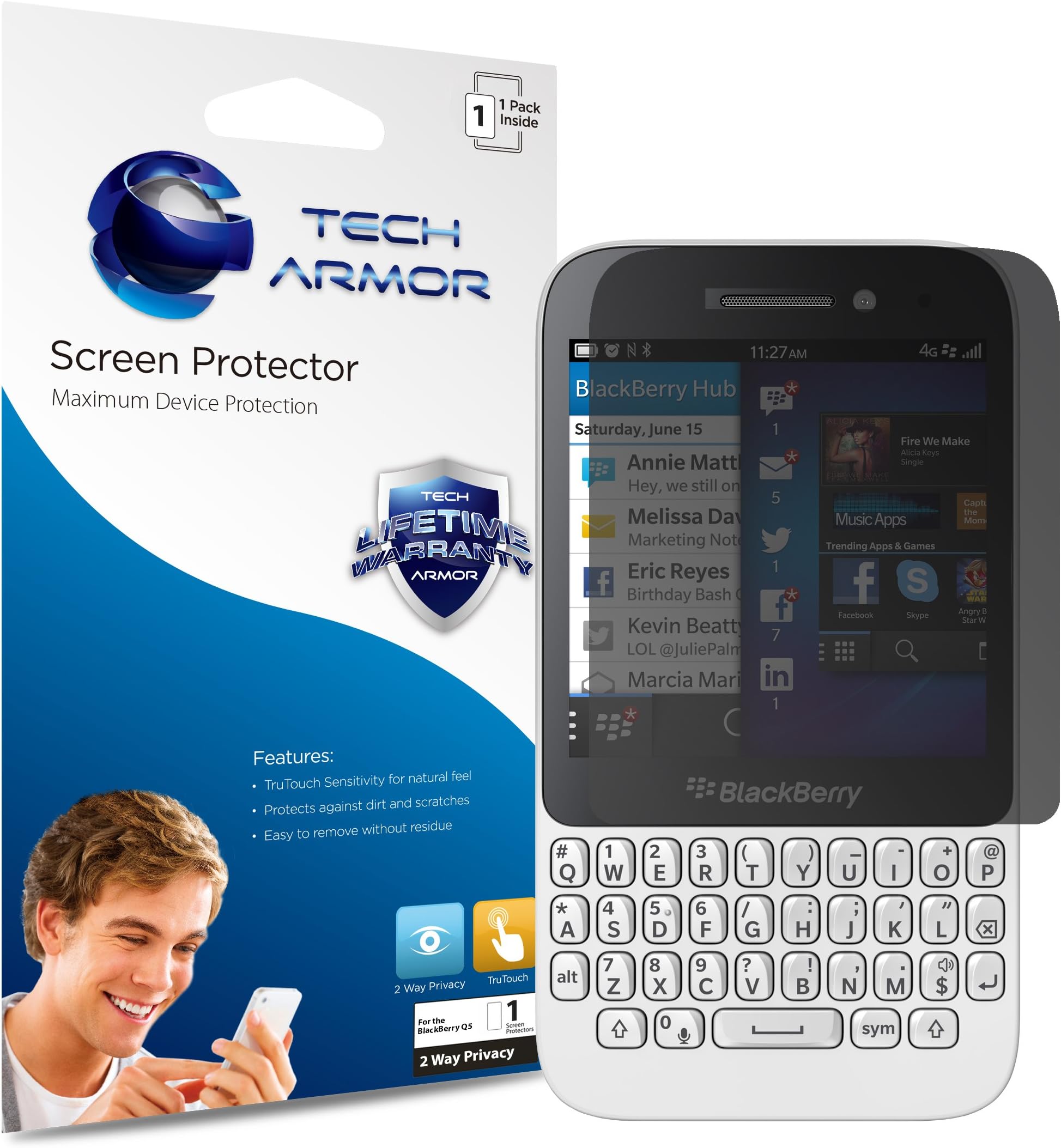Blackberry Q5 2-Way Privacy Screen Protector