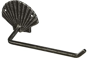 Hampton Nautical Antique Silver Cast Iron Shell Toilet Paper Holder