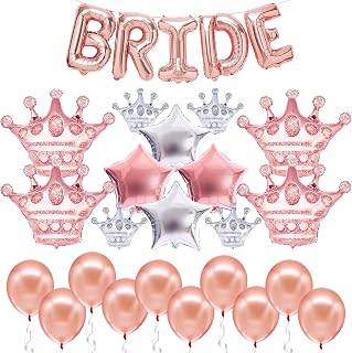 KatchOn, Bride Balloons Rose Gold Set | Silver and Rose Gold Crown Balloons | Bride Balloons Bachelorette Party Decorations, Rose Gold Star Balloons | Rose Gold Bride Balloon, Bachelorette Balloons