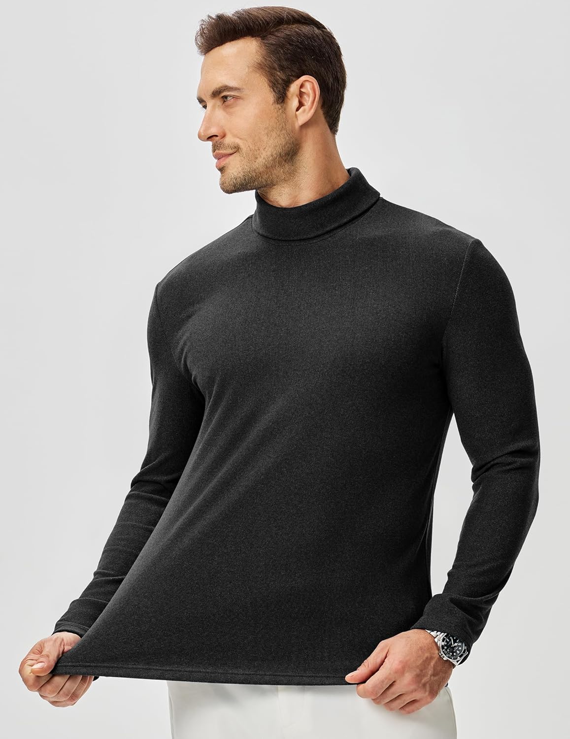 JMIERR Men's Thermal Mock Turtleneck Shirts Casual Long Sleeve Lightweight Pullover Sweaters Undershirt Slim Fit Top - Image 3