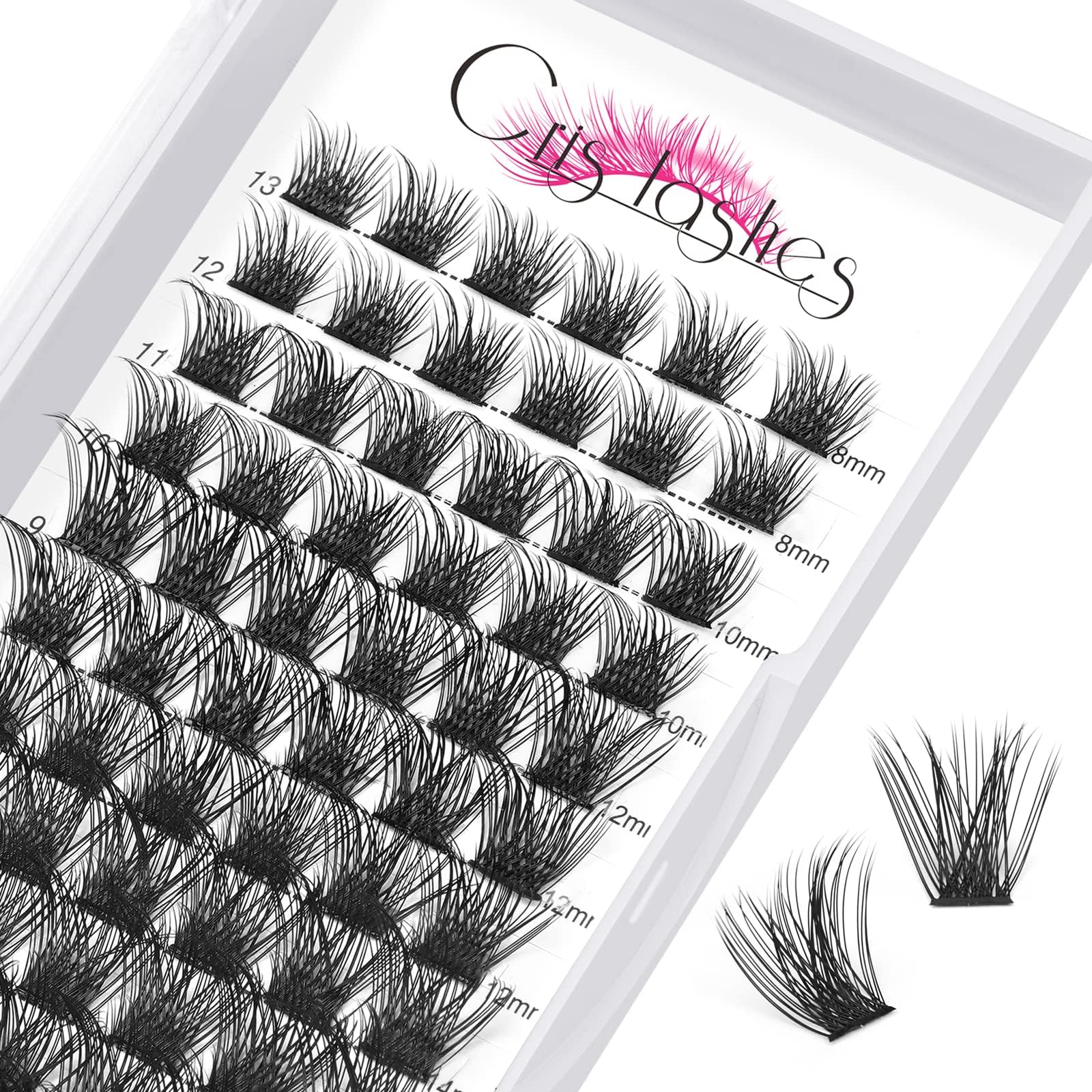 Crislashes Cluster Lashes 78Pcs, DIY Individual Cluster Lashes C Curl 8-16mm Volume Eyelash Clusters Wispy Lashes Thin Band Reusable Soft Comfortable Use at Home(H-C Curl Mix8-16mm)