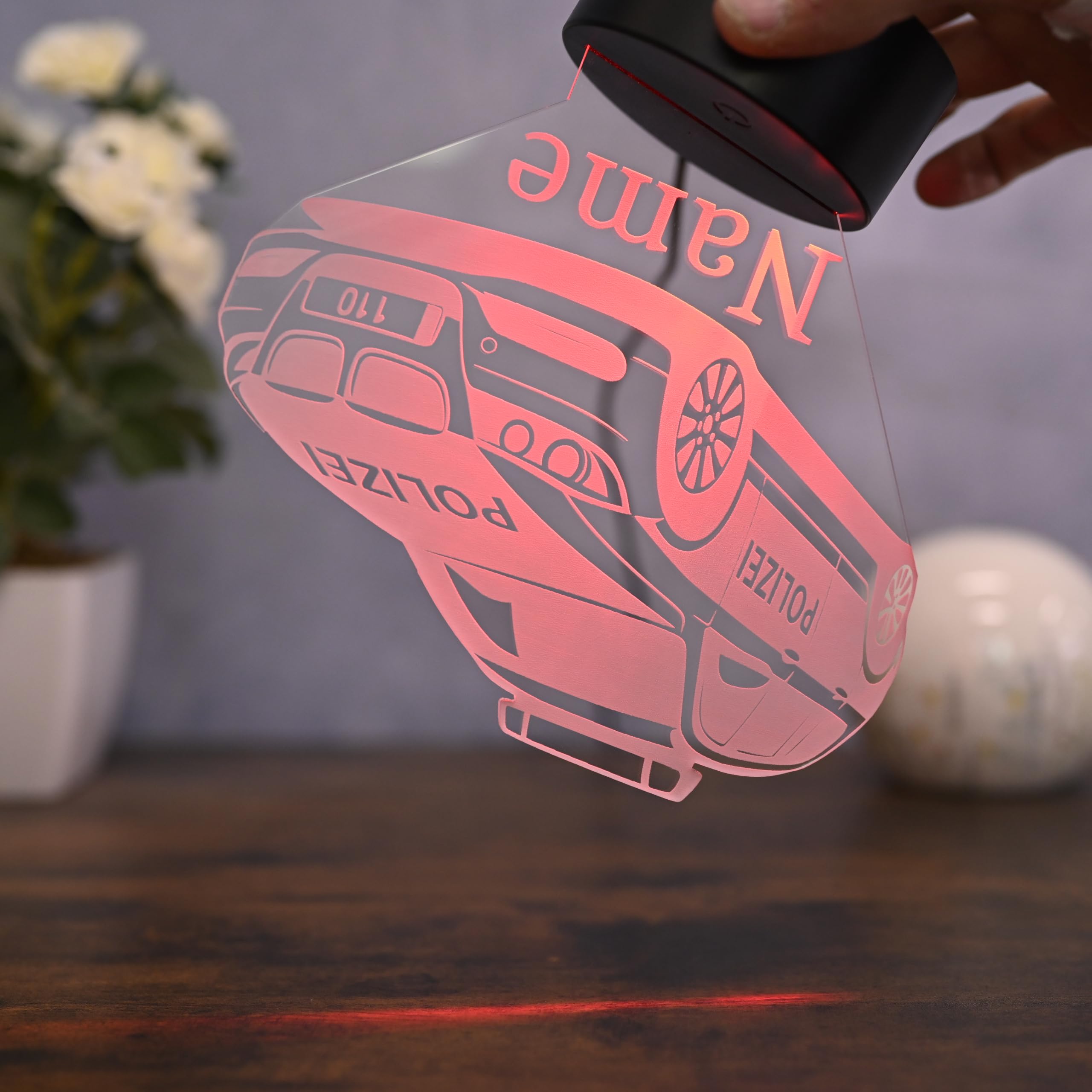 Personalisiertes LED Nachtlicht Polizei Geschenk idee für Polizeifans, dekoration für Polizisten und Polizistinen Sport auto als Polizei auto Polizei Wagen Klassisch
