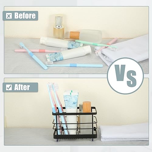 Miniatura 3 de VOCOSTE Soporte para cepillo de dientes de acero inoxidable 304, soporte para pasta de dientes, organizador de accesorios de cocina de baño, negro