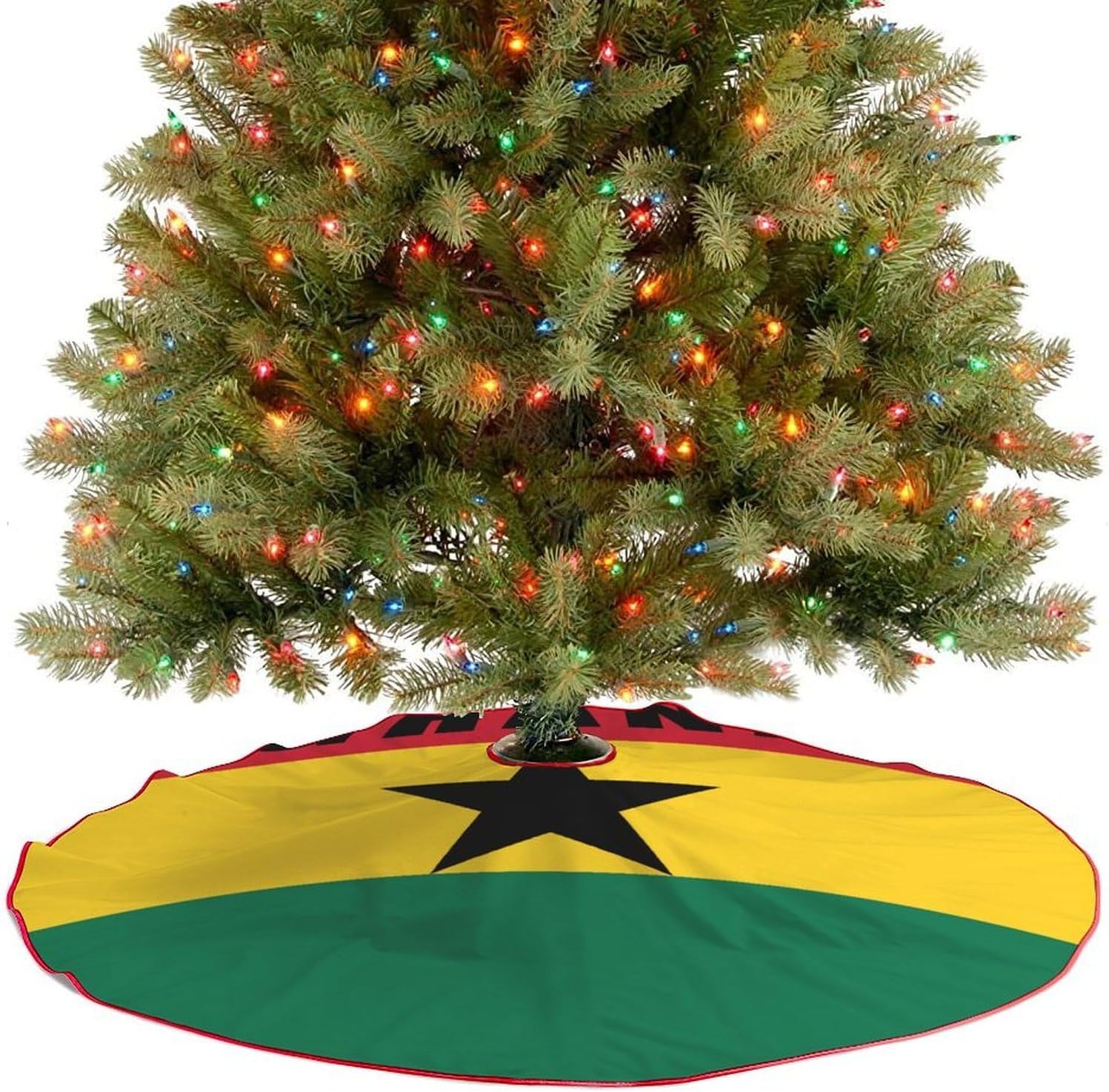 Flag of Ghana Graphic Christmas Tree Skirt for Xmas Trees Skirts Holiday Party Decorations