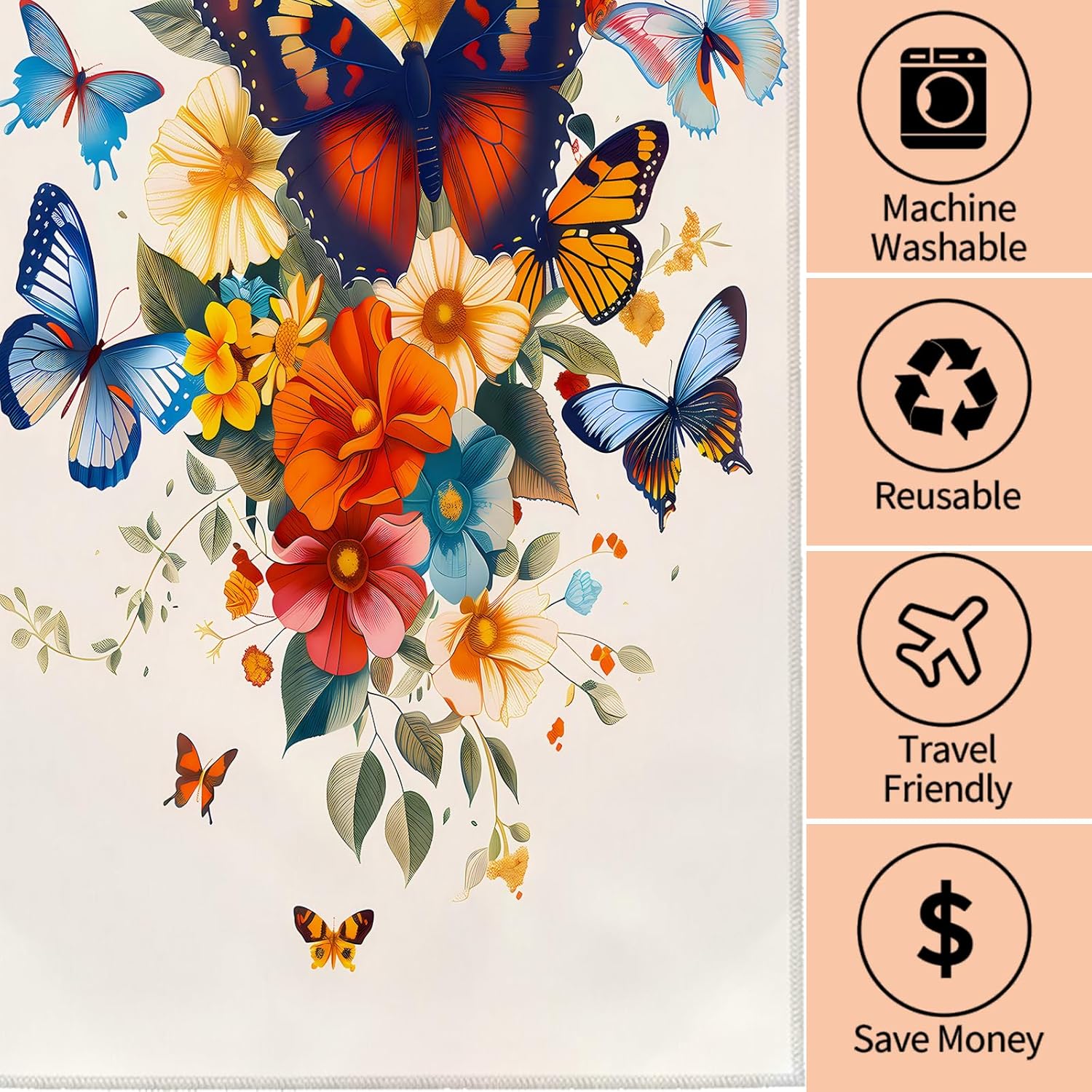 Retro Butterfly Floral Hand Towels - 2 Pack, 14.5" X 28",Soft Microfiber Polyester Vintage Towel Set with Vibrant Butterfly Flower Pattern,for Classic Bathroom Kitchen Spa Hotel Decor Gifts - Image 3