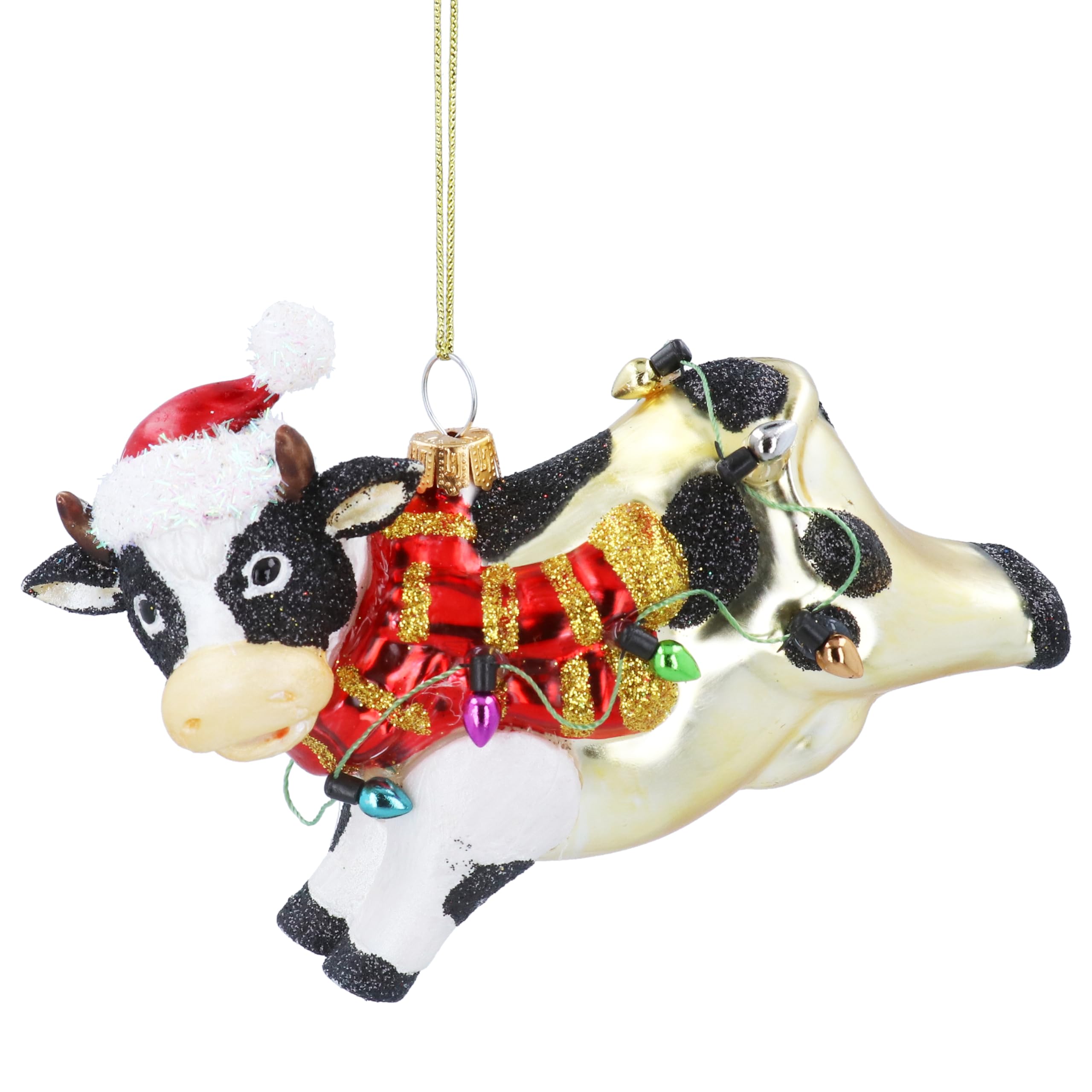 Gisela Graham 8X13cm Glass Jumping Cow Decoration