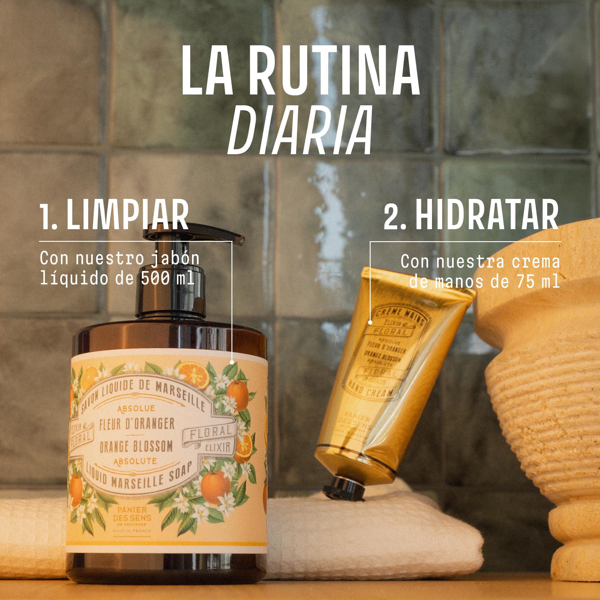 Panier des Sens - Jabon de manos liquido Flor de Naranjo 500ml - Jabon de Marsella Hidratante - Jabones perfumados con Aceite de Oliva - Pieles Secas - Jabón francés