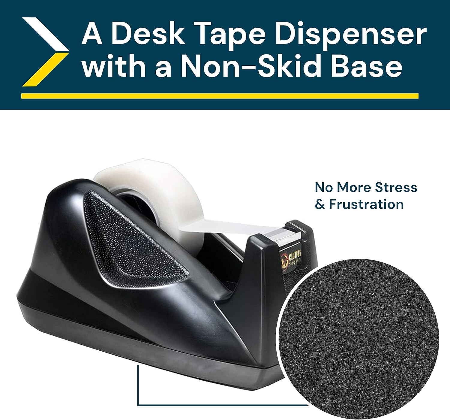 Excell EX-11419BK Desk Tape Non-Skid Base Dispenser 3pc, 3/4" Wide, 1" Core, Durable Plastic Tape Holder, Heavy Duty Tape Dispenser, Weighted Tape Dispenser for Desk, Easy One Hand Use.