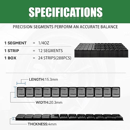 Miniatura 7 de EZISOE Contrapesos de 14 onzas negros con respaldo adhesivo, contrapesos de rueda adhesivos para autos, camiones, SUV, motocicletas, de bajo perfil