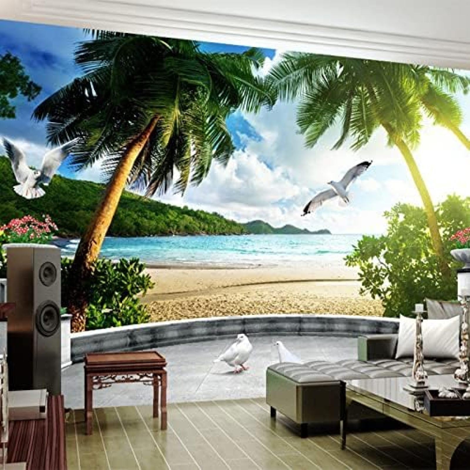 XLMING Vista Mare Paesaggio Della Spiaggia 3D Carta Da Parati Soggiorno Divano Camera Letto Sala Pranzo Casa Decorazione Muro-300cm×210cm