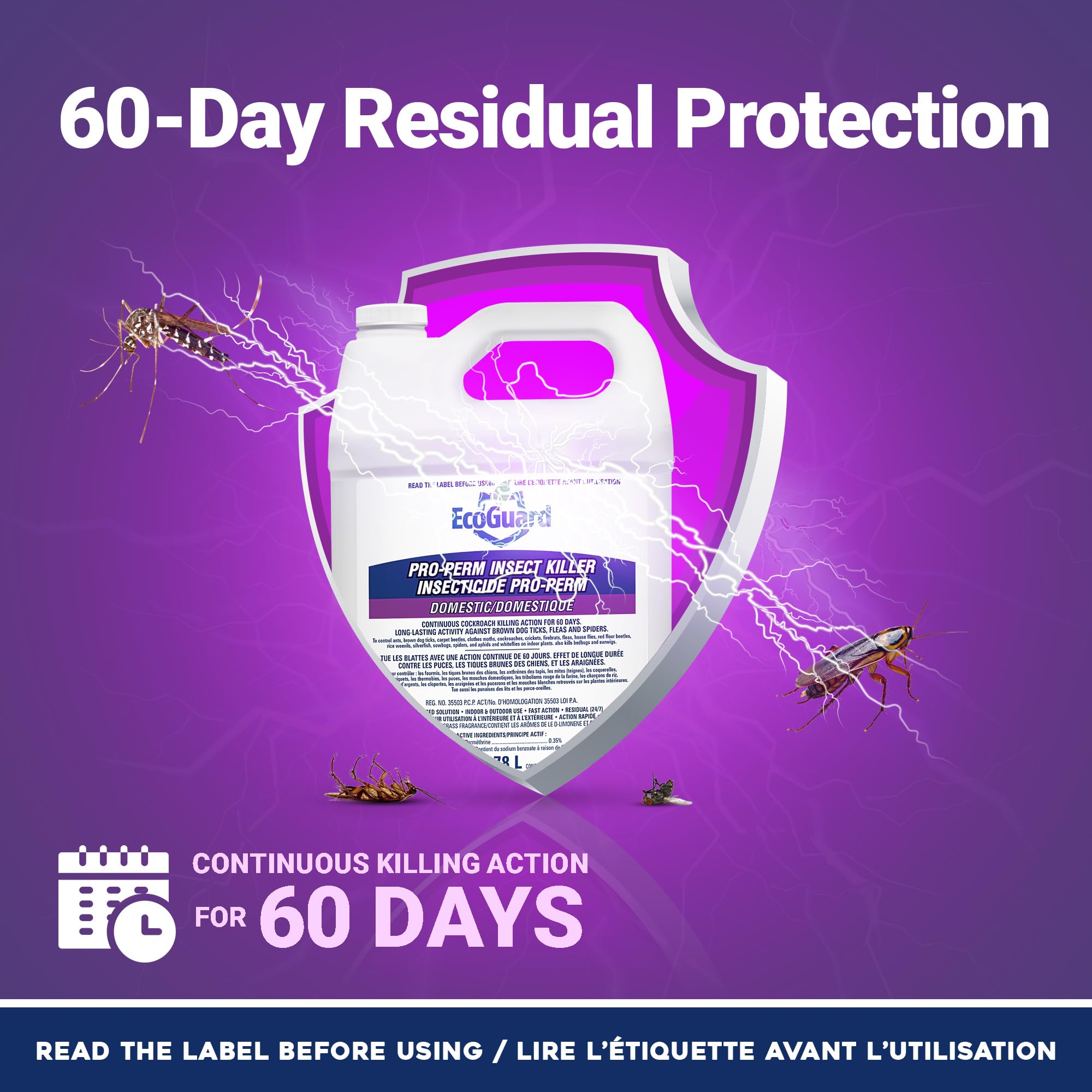 EcoGuard Pro-Perm Insect Killer 3.78L | Professional Insecticide with Fast-Acting Residual Formula | 60 Day Protection | Water-Based, Ready-to-Use Indoors & Outdoors | Sprayer Not Included — view 4