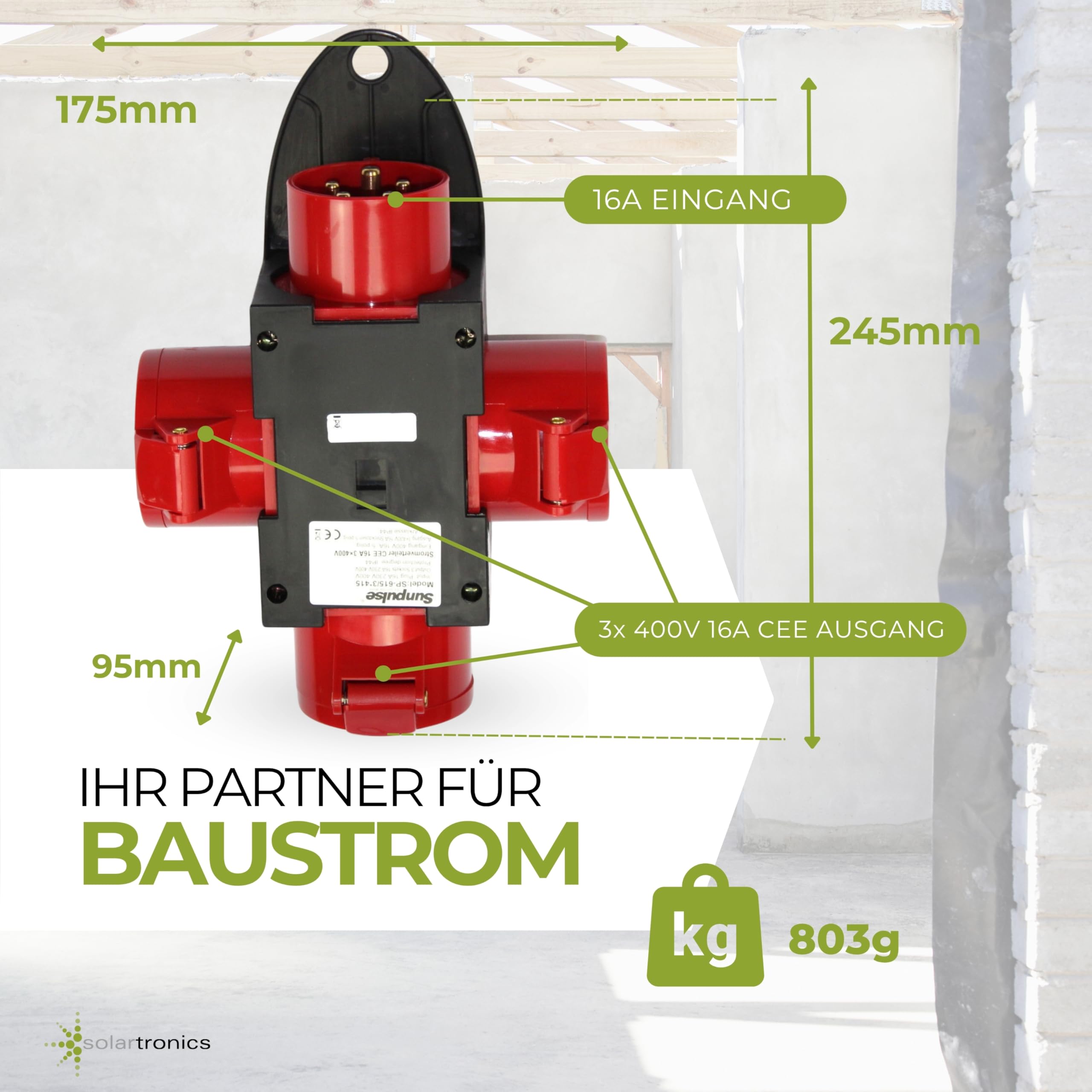 Construction Distributeur de courant 16 A 3 x 400 V