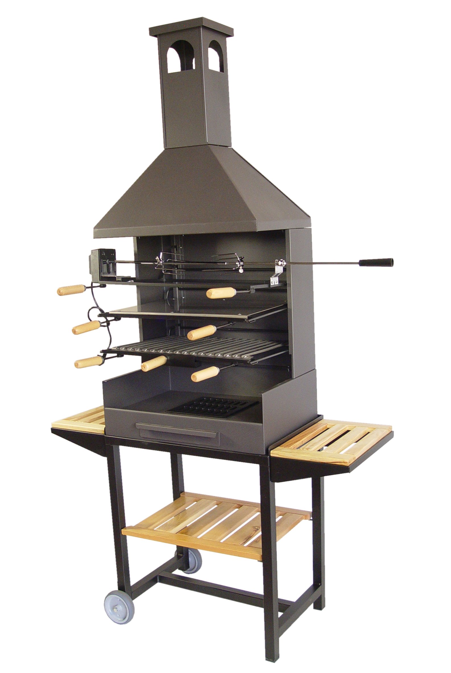 IMEX EL ZORRO 71555 - Barbacoa Chim.Completa c/Bandeja Madera 72x40x204 cms.
