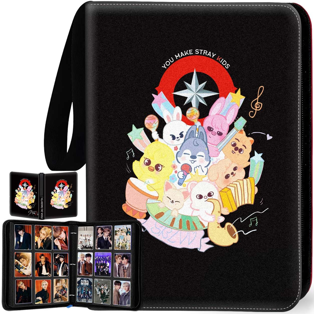 Stray Photocards Binder 1008 Pockets, Stray Fans Gifts & SKZOO Merch Collectors, 9-Pocket Portable Waterproof Display Kpop Photo Cards Collector Ablum Holder Book with 56 Removable Sleeves -SKZOO