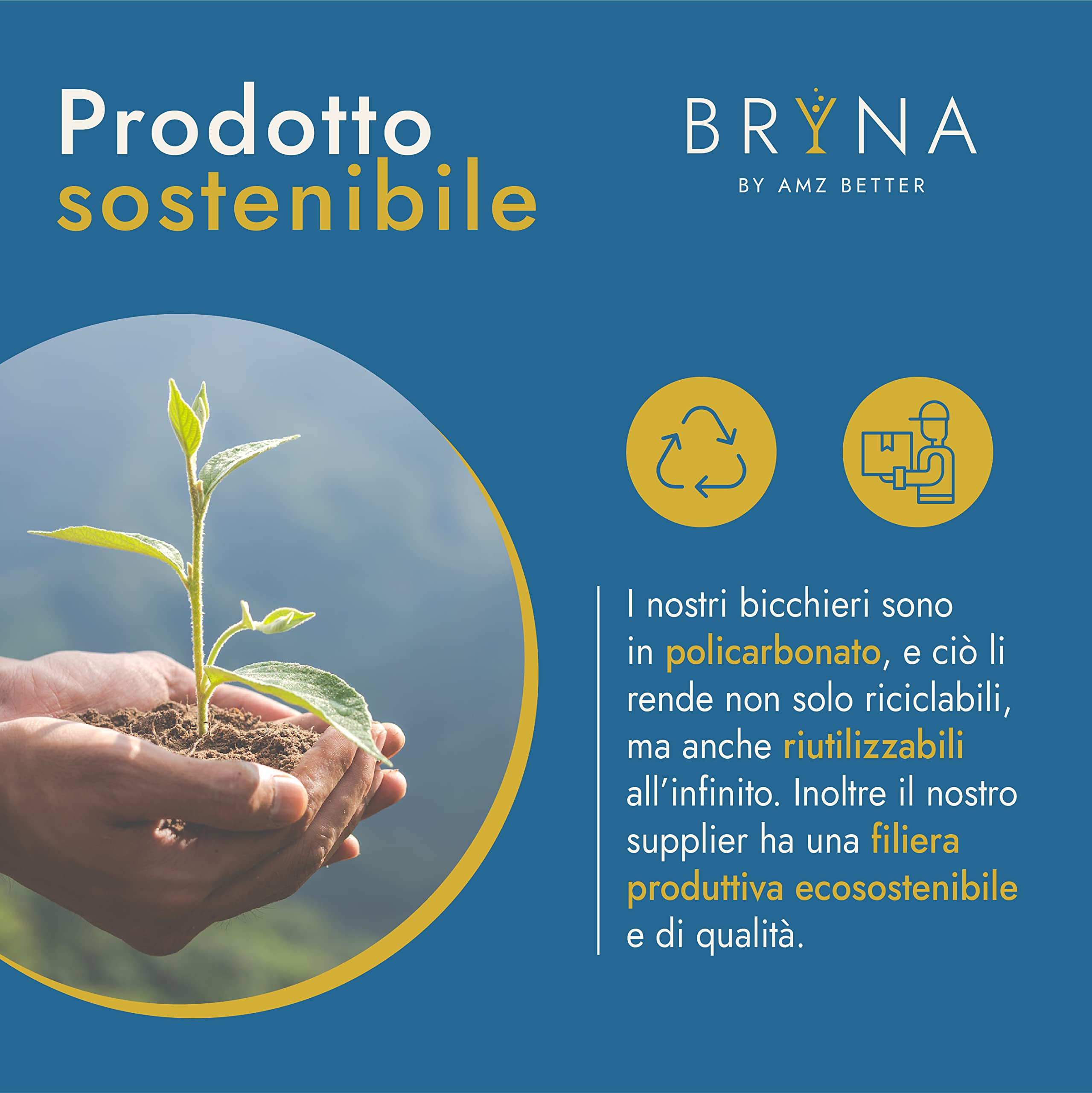 BRYNA - Set 6 Pezzi Bicchieri Croisiere da 25 Cl in Policarbonato (Plastica Rigida), 100% Design Italiano, Bicchieri Infrangibili, Calici Vino Riutilizzabili e Lavabili in Lavastoviglie, Bianco