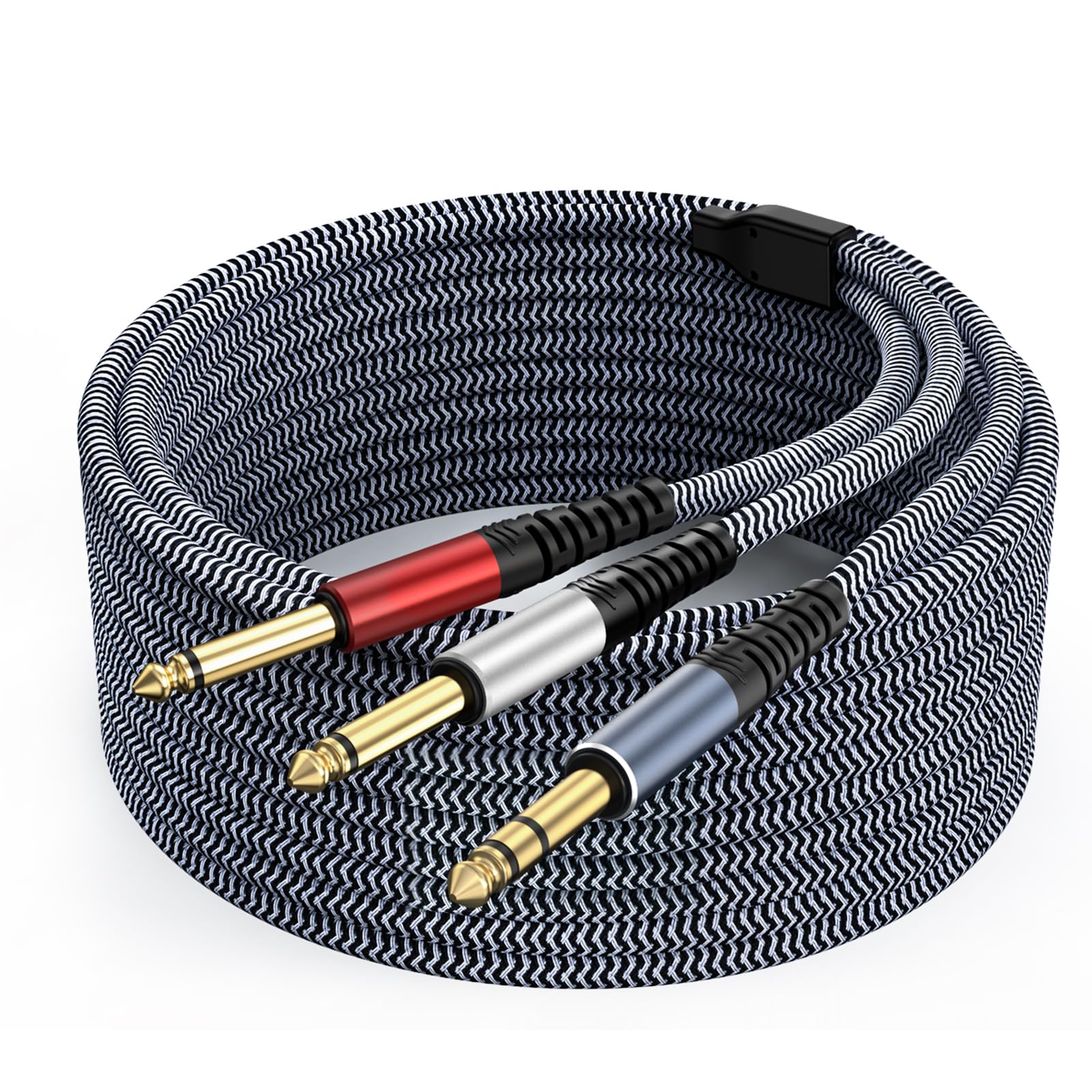 TAISUSAN 15ft 1/4 Stereo to Dual Mono Cable - Y Splitter for Amplifiers, Mixer, Guitar, Speaker and More