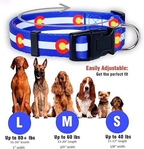 Miniatura 3 de Native Pup Collar de perro con bandera de Colorado (azul Colorado, S)