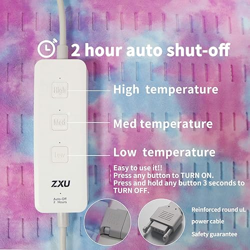 Miniatura 2 de ZXU Almohadilla térmica rosa XL King Size – Almohadilla térmica extragrande de 12 x 24 pulgadas para aliviar el dolor de espalda y calambres,