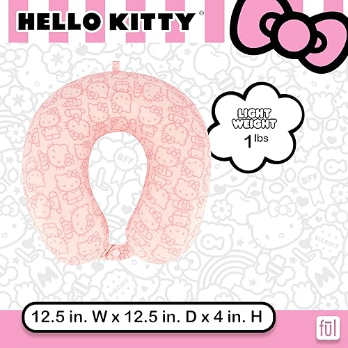 Miniatura 4 de FUL Hello Kitty - Almohada para el cuello, de espuma viscoelástica con estampado completo, accesorios de viaje para avión, automóvil y oficina,