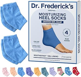 Dr. Frederick's Original Moisturizing Fuzzy Heel Socks for Dry Cracked Heels Treatment - Infused with Olive Oil, Jojoba Oil and Vitamin E - 2 Pairs - Stocking Stuffers for Adults - Blue Haven