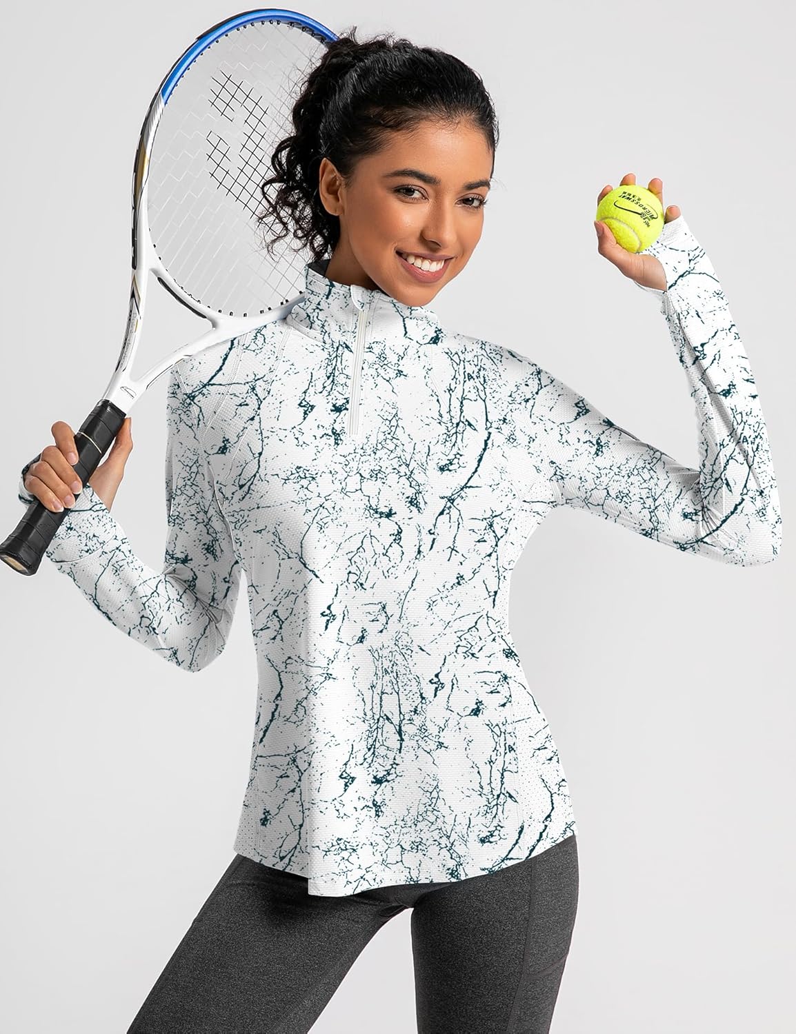 IECCP Womens Long Sleeve Golf Shirts Sun Protection 1/4 Zip Pullover Summer Quick Dry Athletic Hiking Running Workout Tops - Image 3