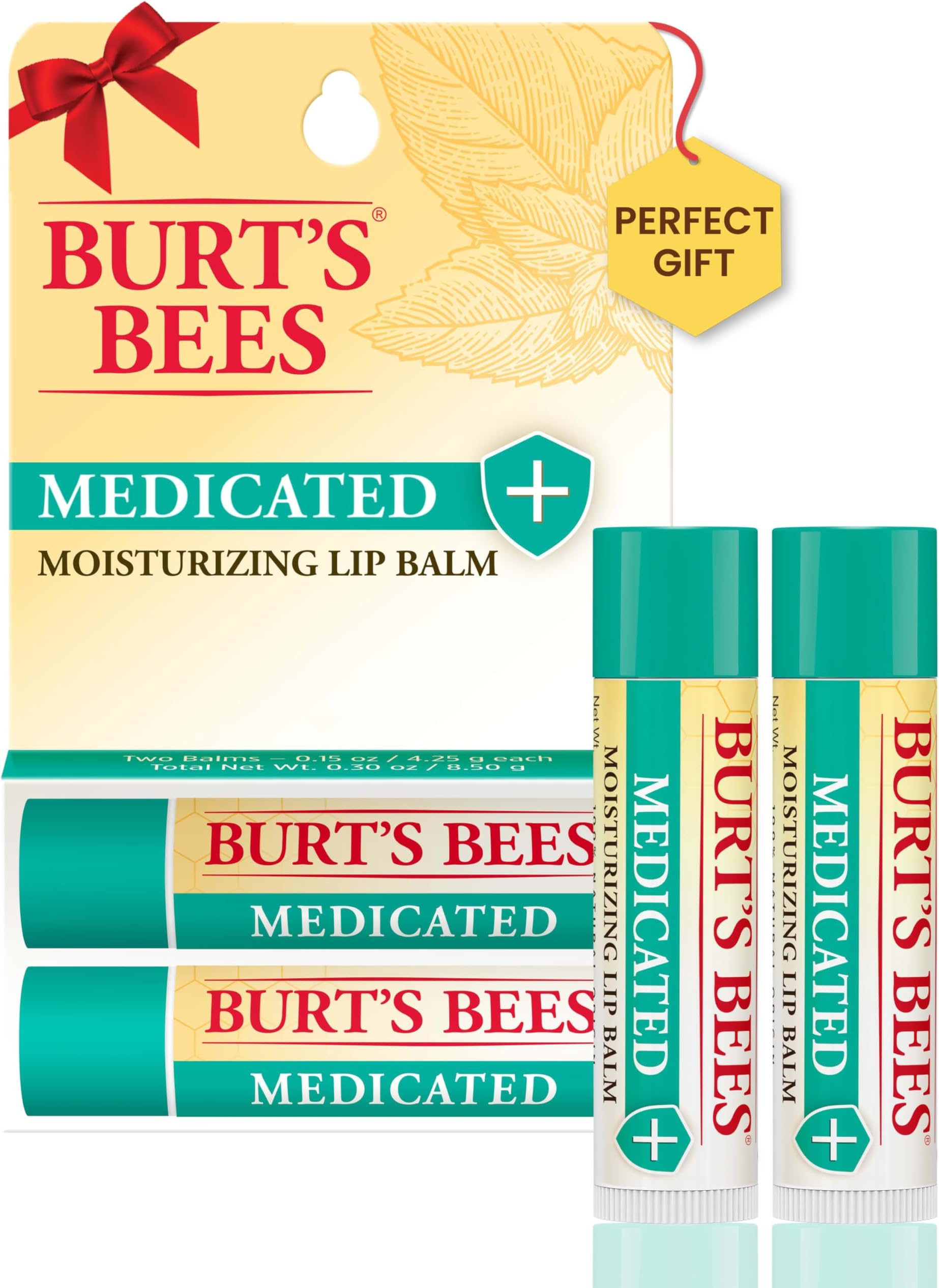 Medicated Lip Balm, With Eucalyptus Oil and Menthol, Tint-Free, Natural Origin Lip Care, 2 Tubes, 0.15 oz.