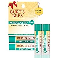 Vista 1 de Burt's Bees Bálsamo labial medicado, con aceite de eucalipto y mentol, sin tinte, cuidado de labios de origen natural, 2 tubos, 0.15 onzas.