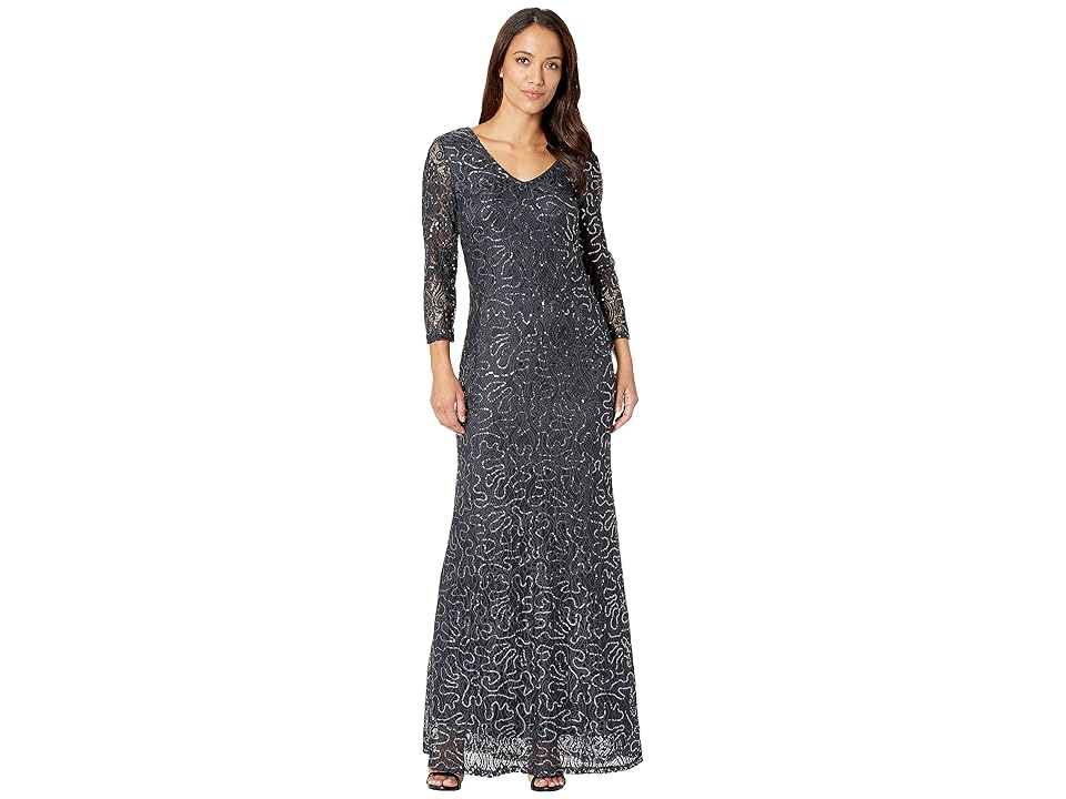 

MARINA Slim 3/4 Sleeve Lace Dress with V Front/Back Neckline (Gunmetal) Women's Dress, Gray, MARINA Slim 3/ Sleeve Lace Dress with V Front/Back Neckline (Gunmetal) Women's Dress, Gray, MARINA Slim 3/4 Sleeve Lace Dress with V Front/Back Neckline (Gunmetal