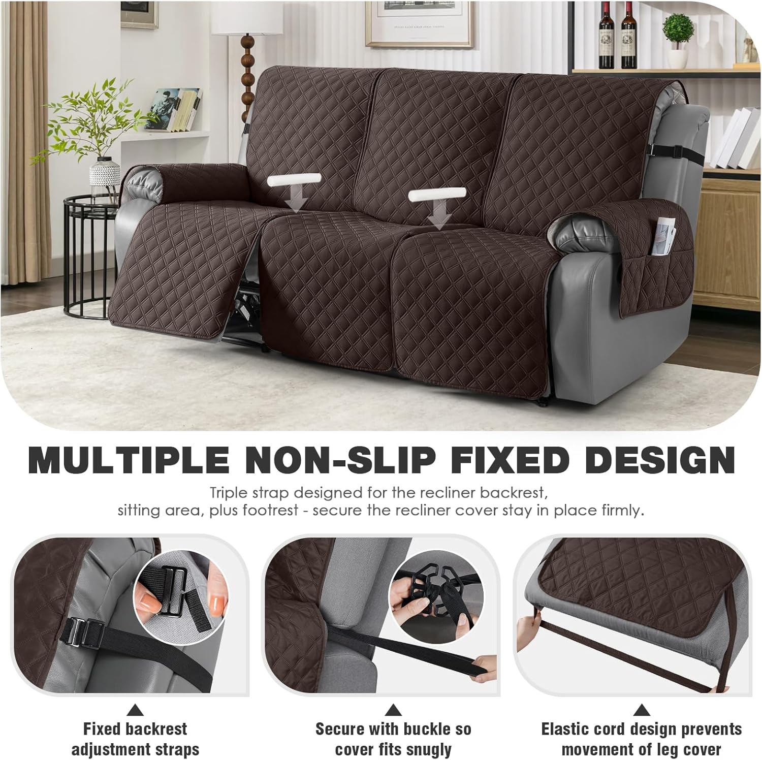 TAOCOCO 100% Waterproof Recliner Chair Cover & Recliner Sofa Cover(Chocolate)