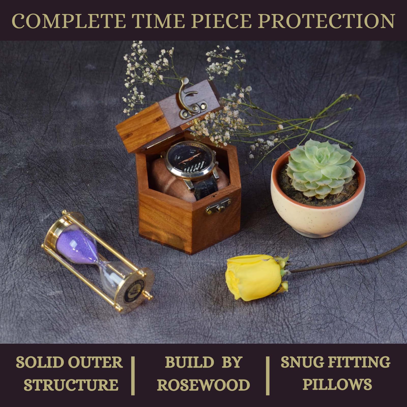 Royal Craft Expertise Handcrafted Wooden Watch Box for Men & Women – Vintage Honeycomb Display Case in Indian Rosewood | Includes Velvet Pillows – Luxury Gift for Him – Built to Last 4
