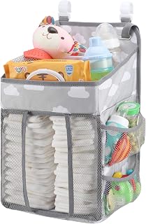 Hanging Baby Diaper Caddy Organizer, Diaper Stacker, Baby Crib Hanging Classified Storage Bag Organizer for Changing Table, Crib, Playard or Wall & Nursery Organization Baby Shower Gifts for Newborn