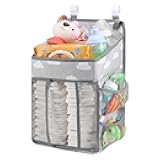 Accmor Hanging Baby Diaper Caddy Organizer, Diaper Stacker, Baby Crib Hanging Classified Storage Bag Organizer for Changing Table, Crib, Playard or Wall & Nursery Organization, Grey Cloud