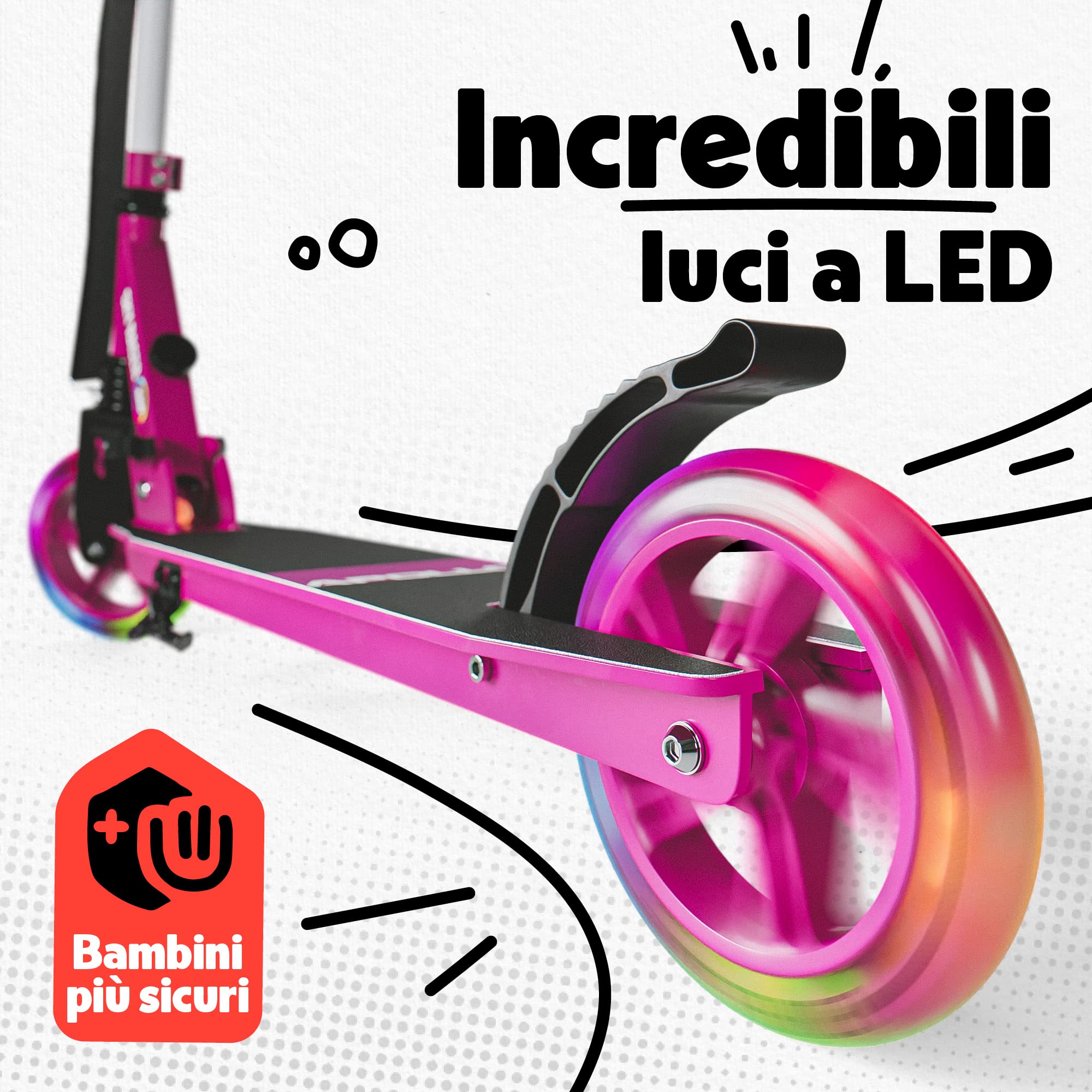 Apollo Skyracer | Monopattino con Ruote a LED da 145 mm | Monopattino da cittá pieghevole e con altezza regolabile | Monopattino bambino e bambina 6 anni in su